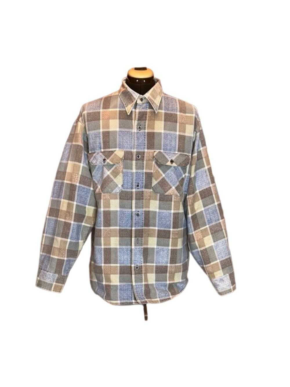 SEARS FIELD MASTER Vintage Men’s Quilted Plaid Flannel Shirt Size XL Tall